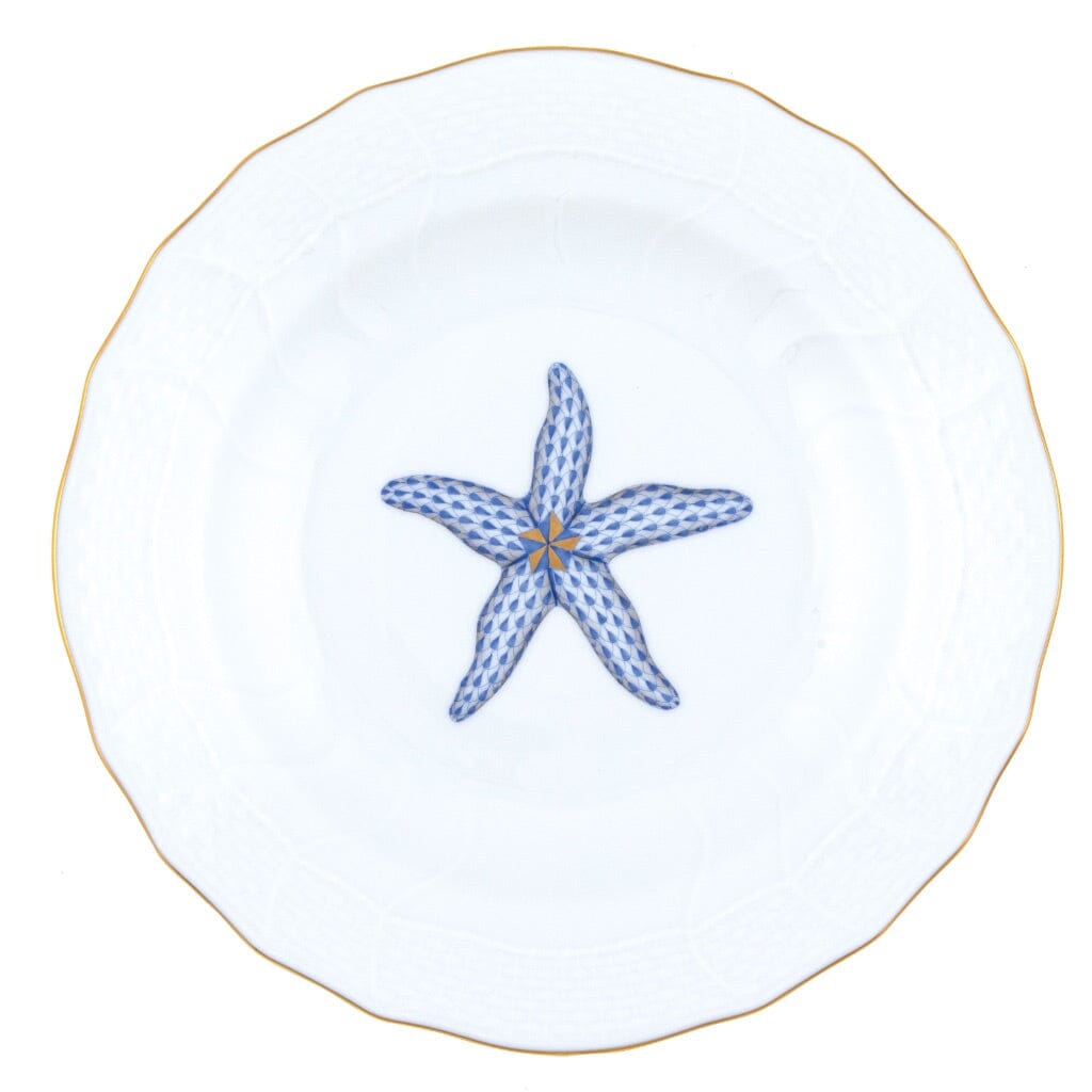Herend Aquatic Dessert Plate - Blue Starfish Dinnerware Herend 