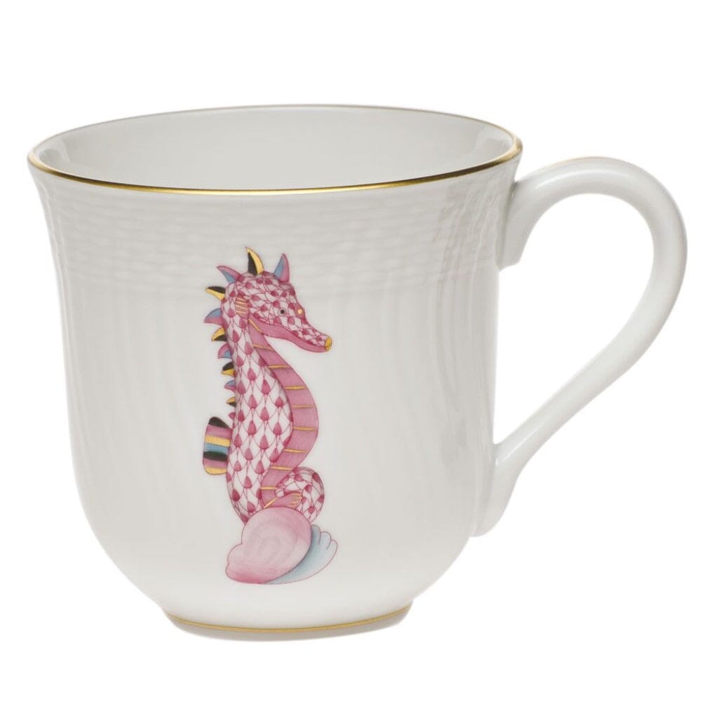 Herend Aquatic Mug - Sea Horse (Raspberry) Dinnerware Herend 