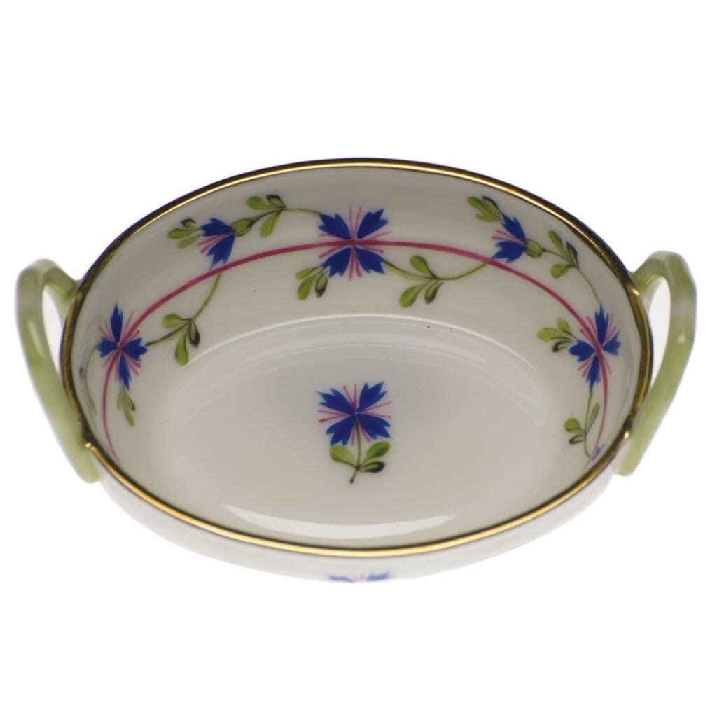Herend Blue Garland Small Basket With Handles Dinnerware Herend 