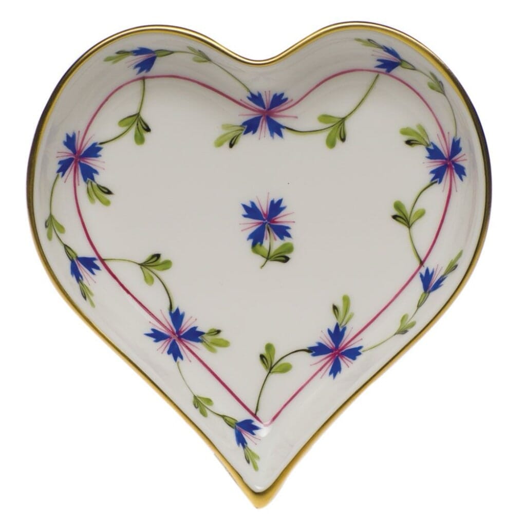 Herend Blue Garland Small Heart Tray Trays Herend 