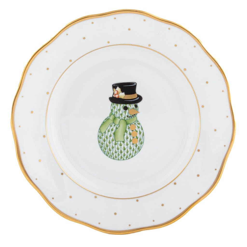 Herend Christmas Dessert Plate - Snowman Dinnerware Herend 