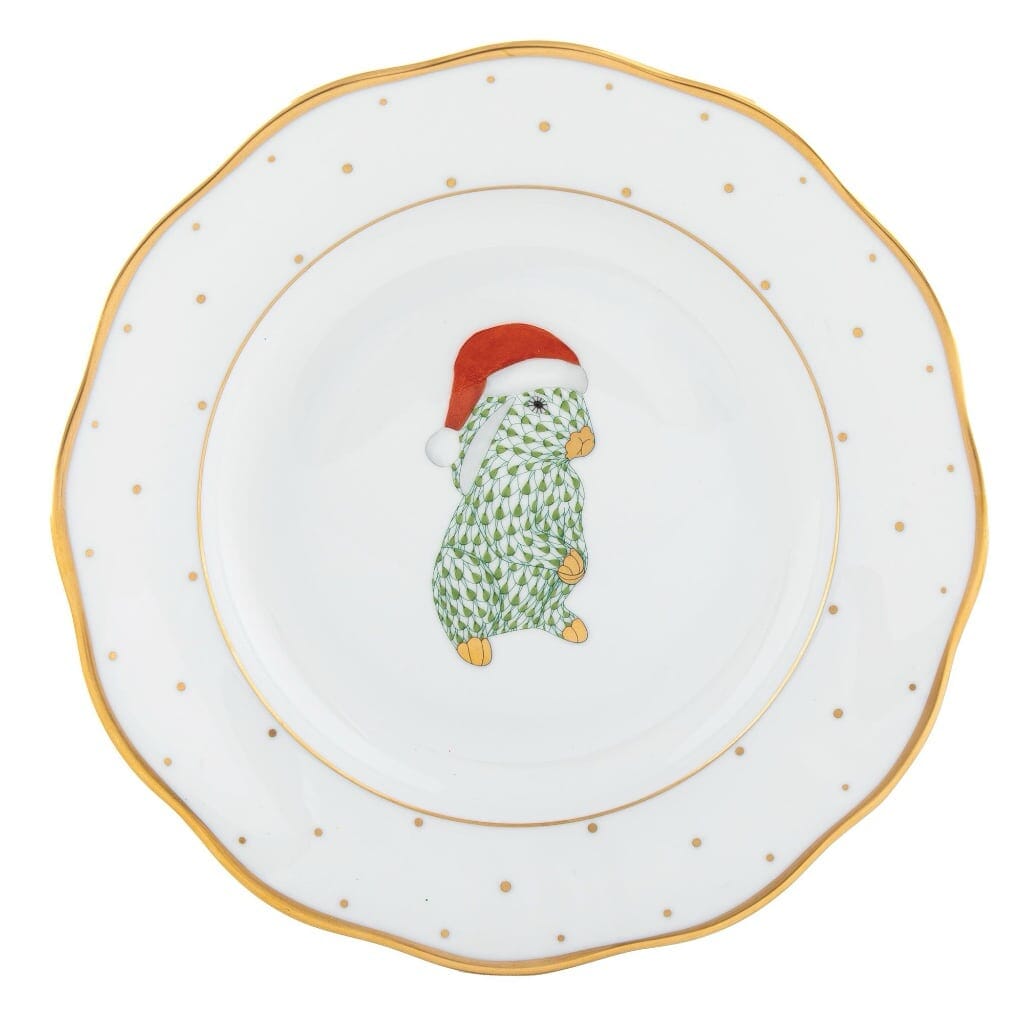 Herend Christmas Dessert Plate - Santa Bunny Dinnerware Herend 