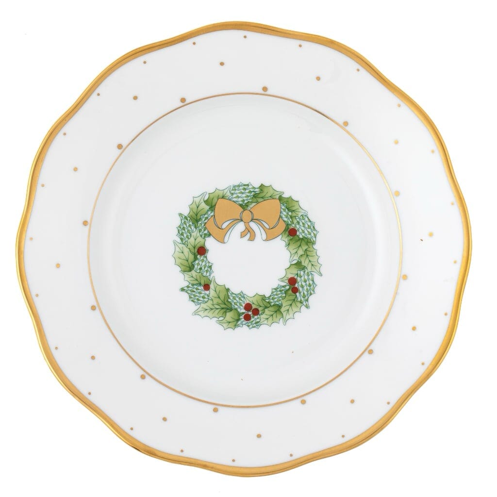 Herend Christmas Dessert Plate - Wreath Dinnerware Herend 