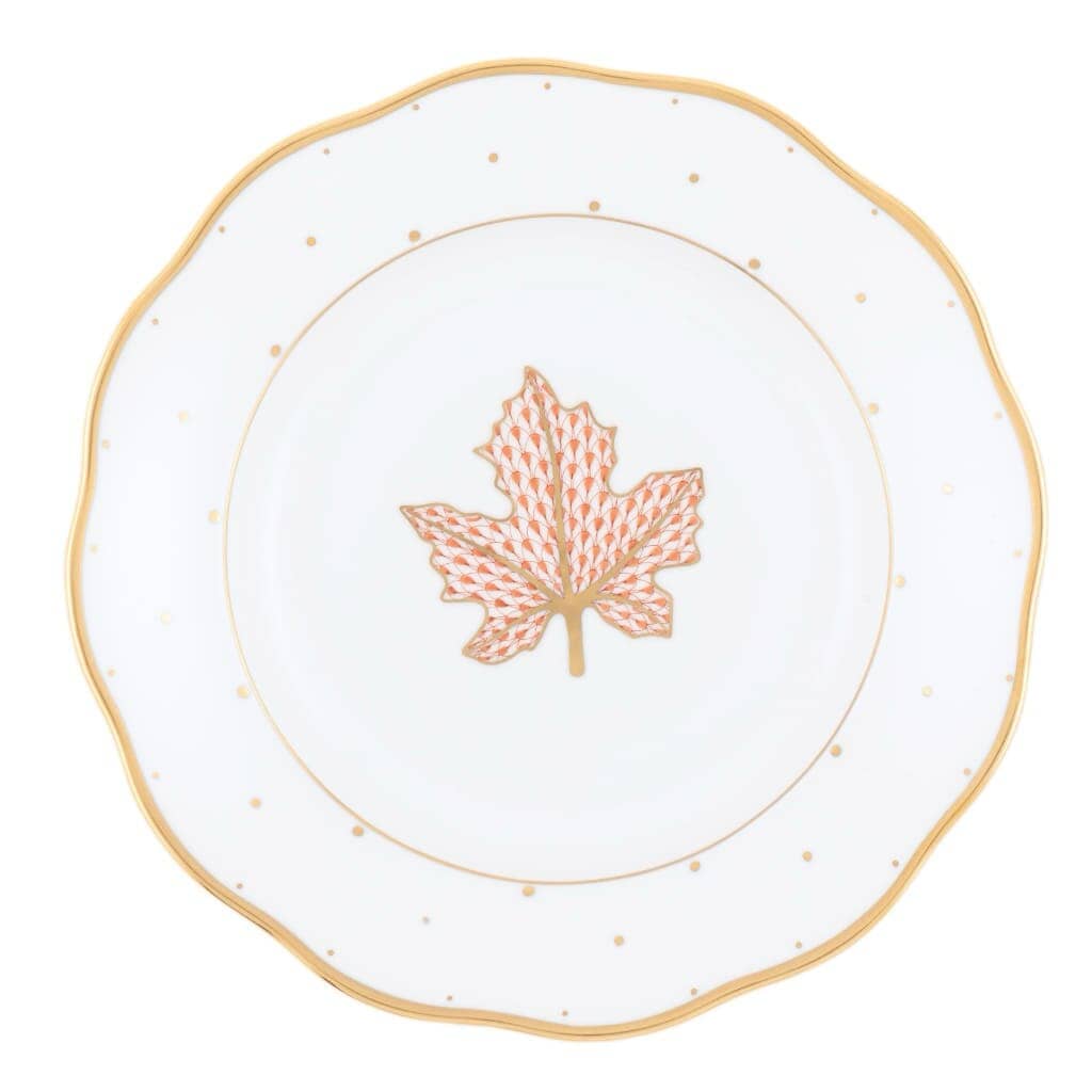 Herend Fall Dessert Plate - Maple Leaf Dinnerware Herend Rust 