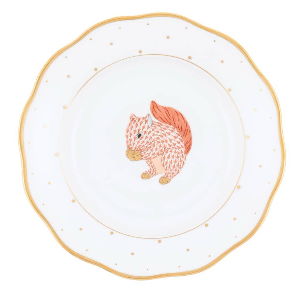 Herend Fall Dessert Plate - Squirrel Dinnerware Herend Rust 