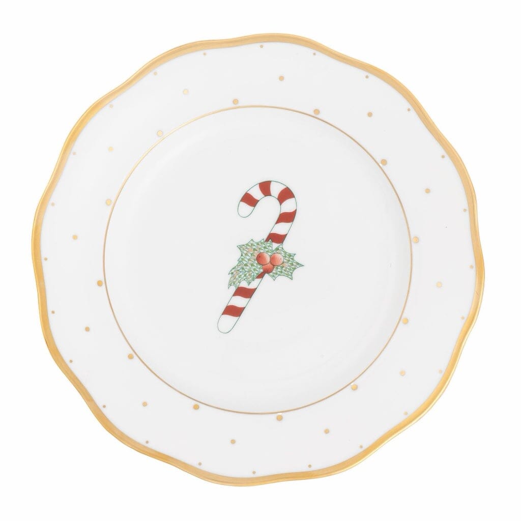 Herend Christmas Dessert Plate - Candy Cane Dinnerware Herend 