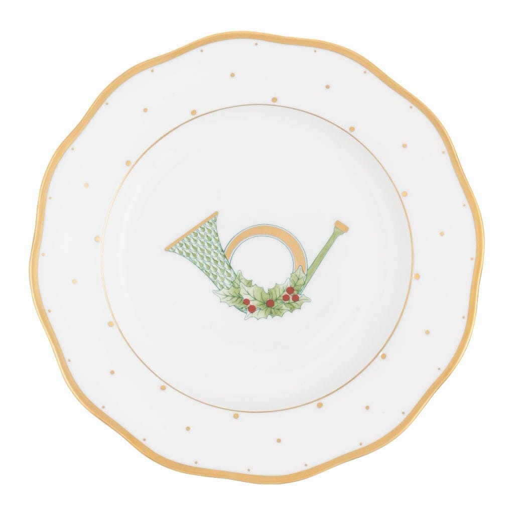 Herend Christmas Dessert Plate - Horn Dinnerware Herend 