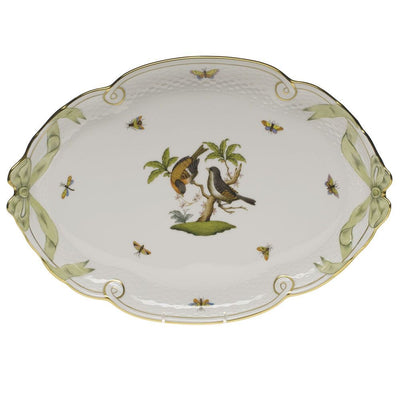 Herend Rothschild Bird Ribbon Tray With Green Ribbon Trays Herend 