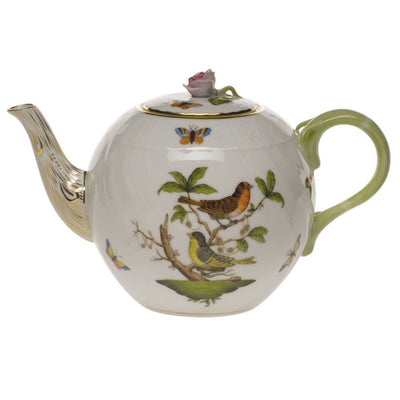Herend Rothschild Bird Tea Pot With Rose - 36 oz. Dinnerware Herend 
