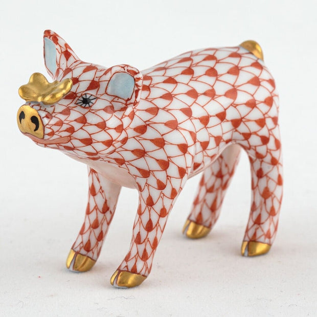 Herend Pig With Butterfly Figurine Figurines Herend Rust 
