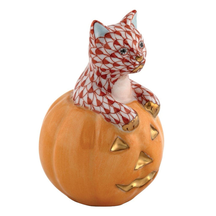 Herend Jack O Lantern Kitty Figurine Figurines Herend Rust 