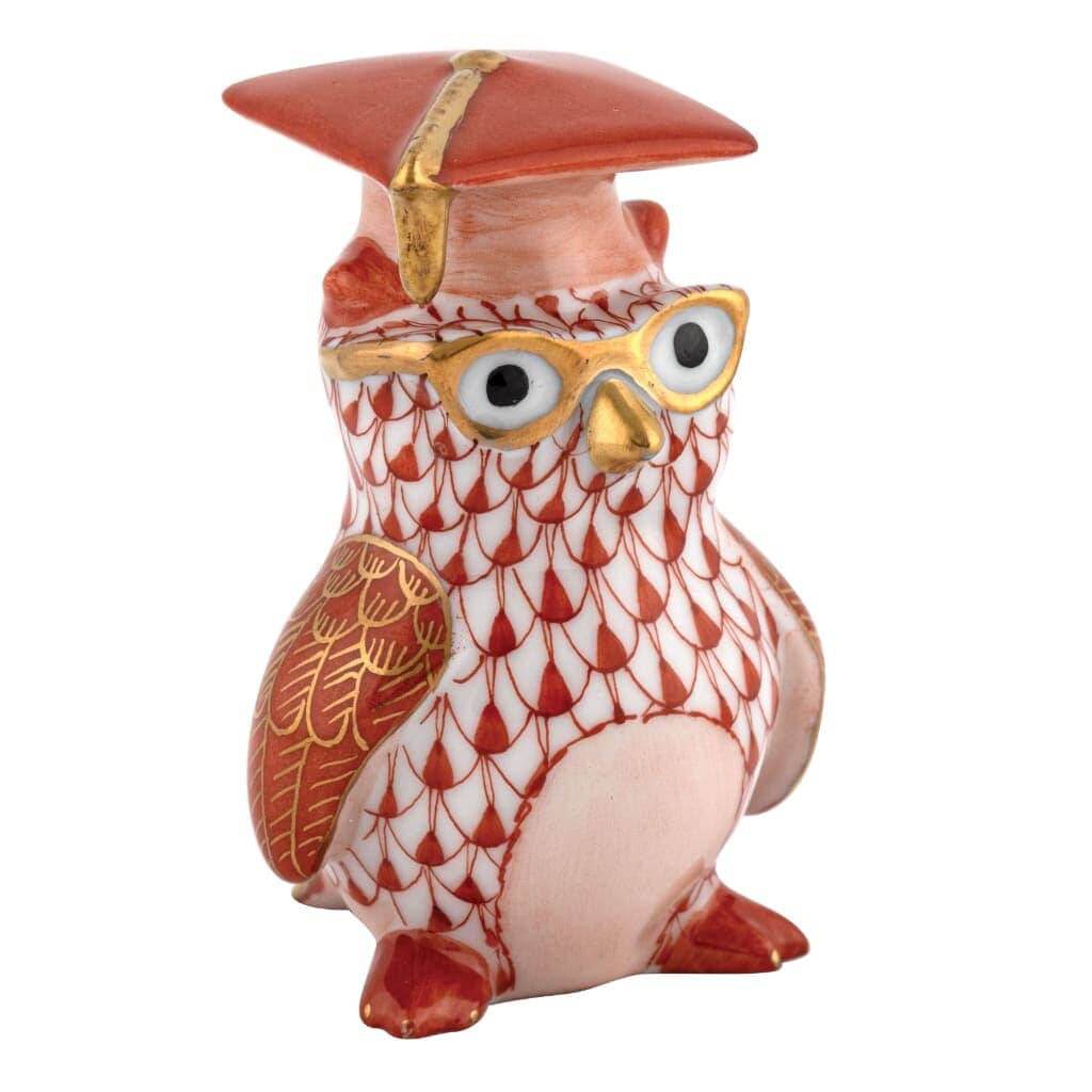 Herend Graduation Owl Figurine Figurines Herend Rust 