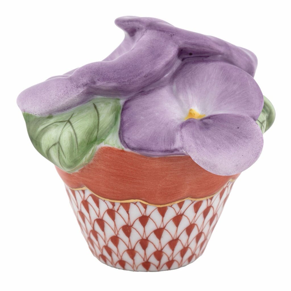 Herend Pansies In Flowerpot Figurines Herend Rust 