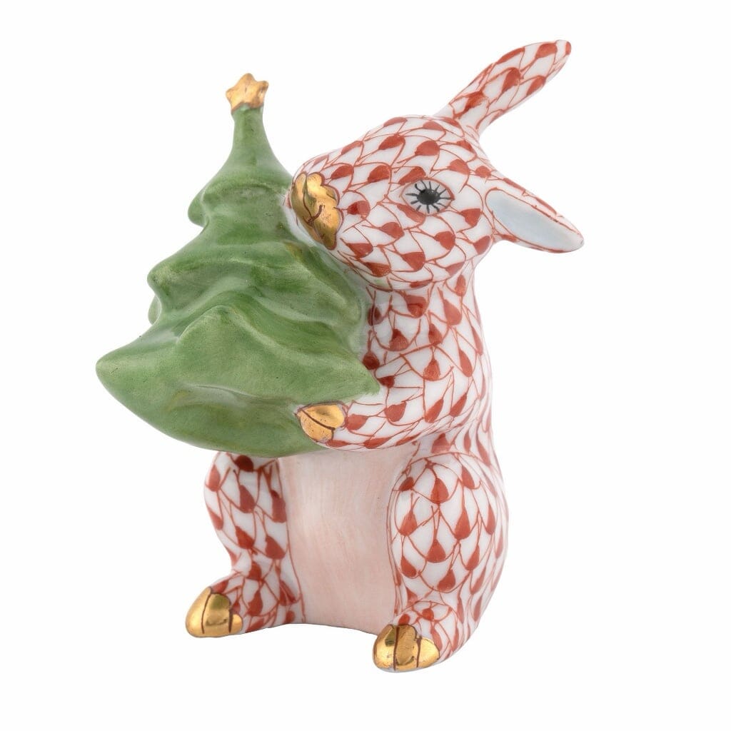 Herend Christmas Tree Bunny Figurine Figurines Herend Rust 