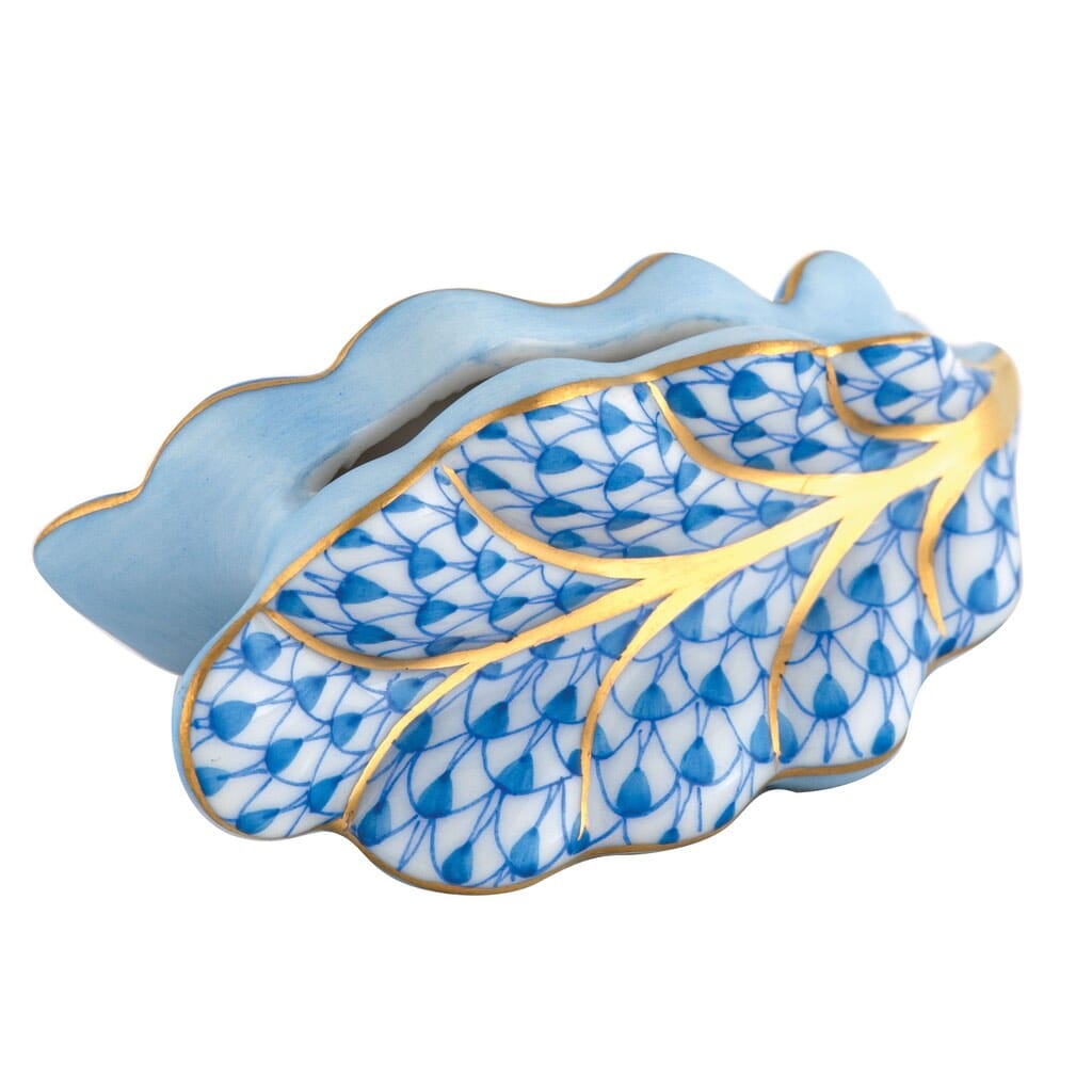 Herend Leaf Place Card Holder Figurines Herend Blue 