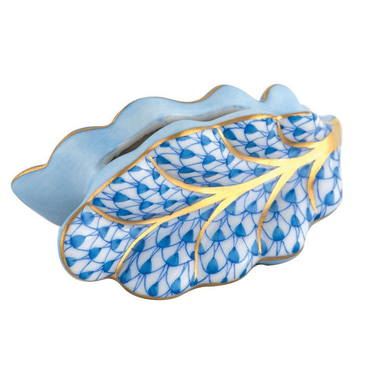Herend Leaf Place Card Holder Figurines Herend Blue 