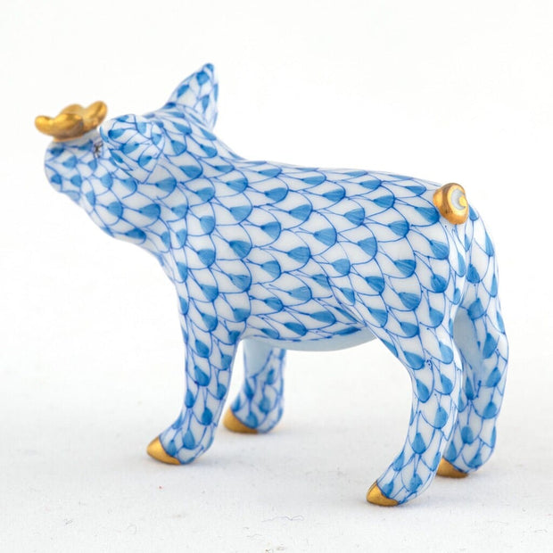 Herend Pig With Butterfly Figurine Figurines Herend 