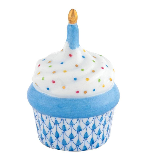 Herend Cupcake With Candle Figurine Figurines Herend Blue 