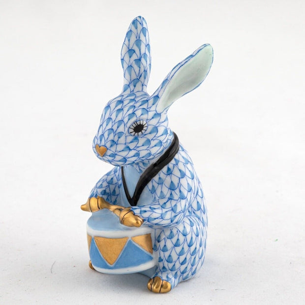 Herend Drummer Bunny Figurine Figurines Herend Blue 