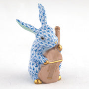 Herend Cello Bunny Figurine Figurines Herend Blue 