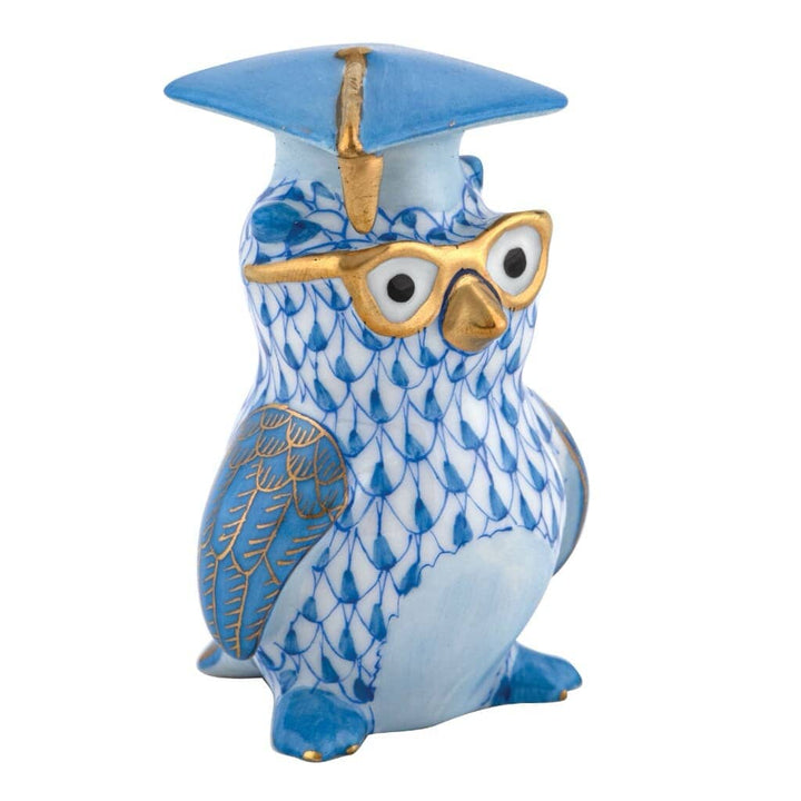 Herend Graduation Owl Figurine Figurines Herend Blue 
