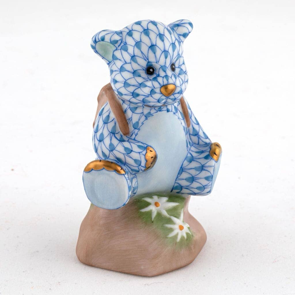Herend Hiking Bear Figurine Figurines Herend Blue 