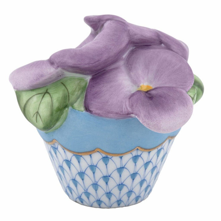 Herend Pansies In Flowerpot Figurines Herend Blue 