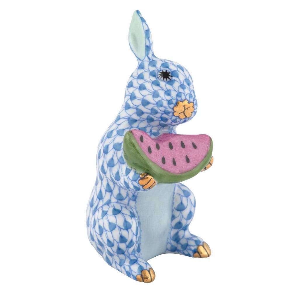 Herend Summer Bunny Figurine Figurines Herend Blue 