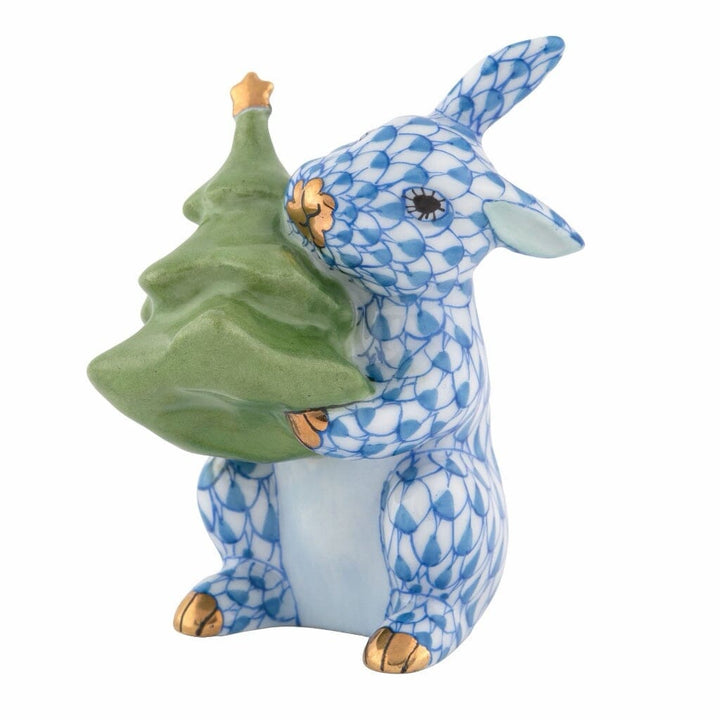 Herend Christmas Tree Bunny Figurine Figurines Herend Blue 