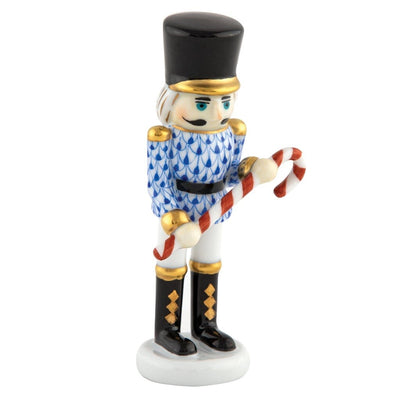 Herend Small Nutcracker With Candy Cane Figurine Figurines Herend Sapphire 