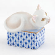 Herend Cat In Box Figurine Figurines Herend Sapphire 