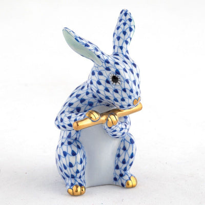 Herend Flute Bunny Figurine Figurines Herend Sapphire 
