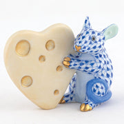 Herend Mouse With Heart Cheese Figurine Figurines Herend Sapphire 