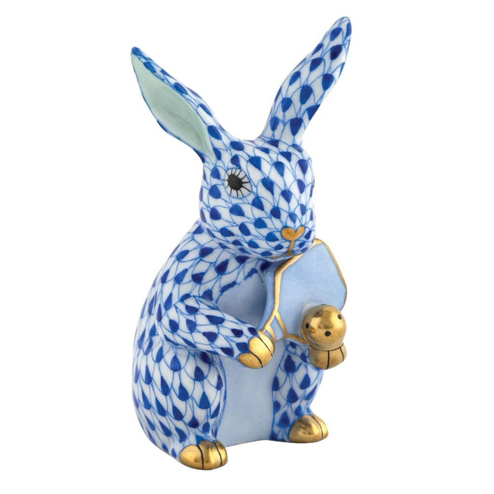 Herend Pickleball Bunny Figurine Figurines Herend Sapphire 