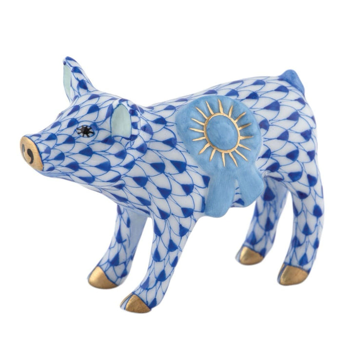 Herend Blue Ribbon Pig Figurine Figurines Herend Sapphire 