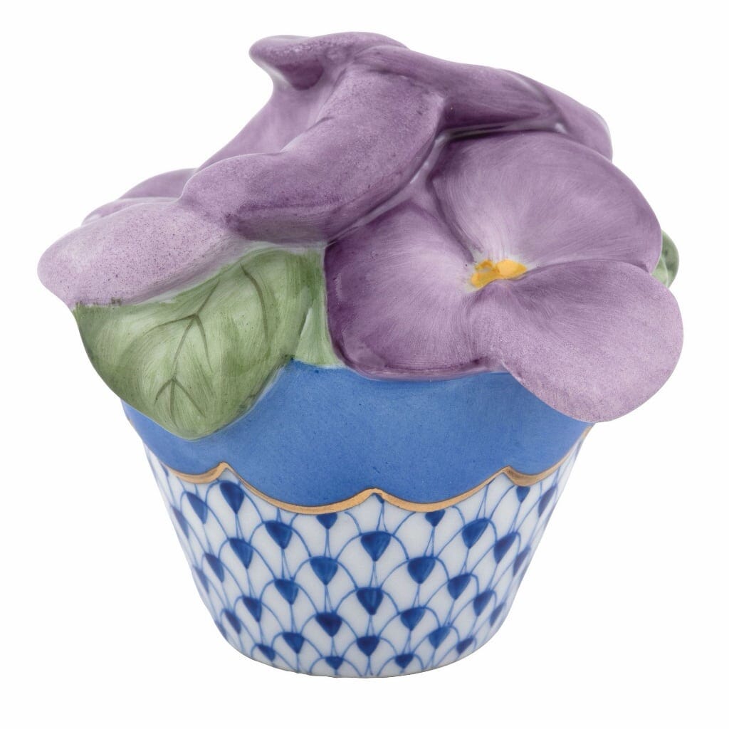 Herend Pansies In Flowerpot Figurines Herend Sapphire 