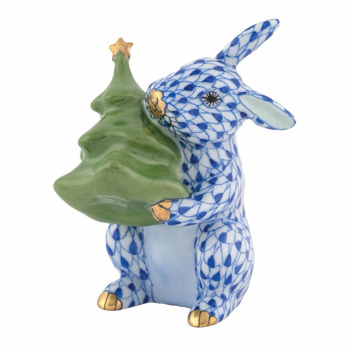 Herend Christmas Tree Bunny Figurine Figurines Herend Sapphire 