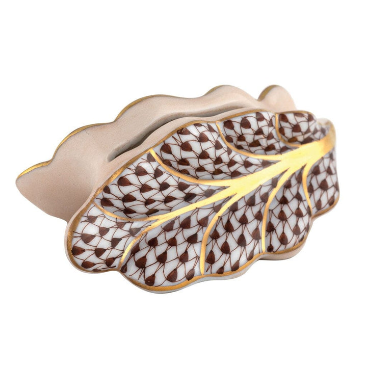 Herend Leaf Place Card Holder Figurines Herend Chocolate 