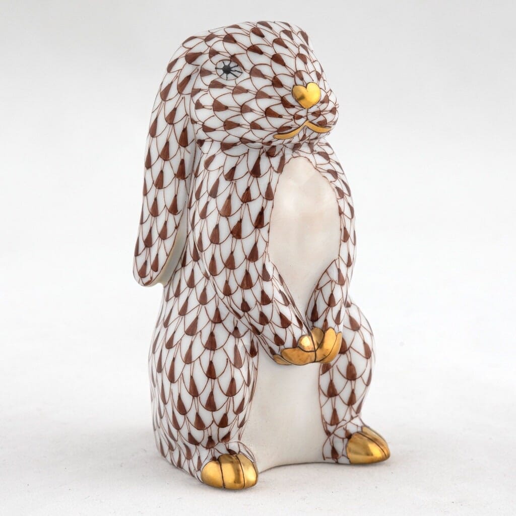 Herend Standing Lop Ear Bunny Figurine Figurines Herend Chocolate 