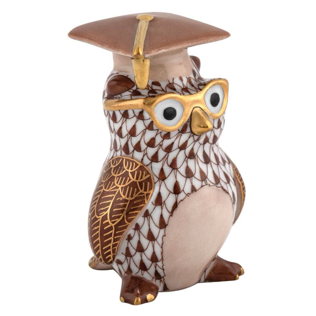 Herend Graduation Owl Figurine Figurines Herend Chocolate 