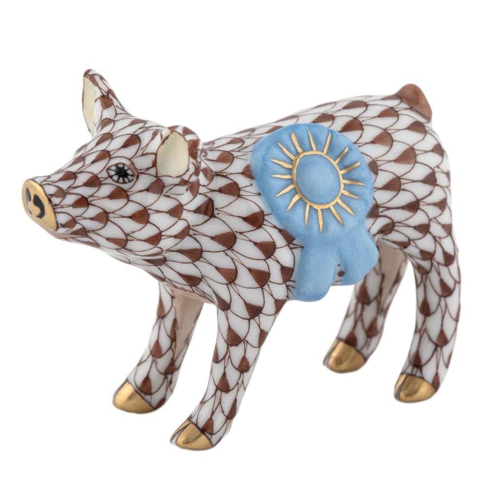 Herend Blue Ribbon Pig Figurine Figurines Herend Chocolate 