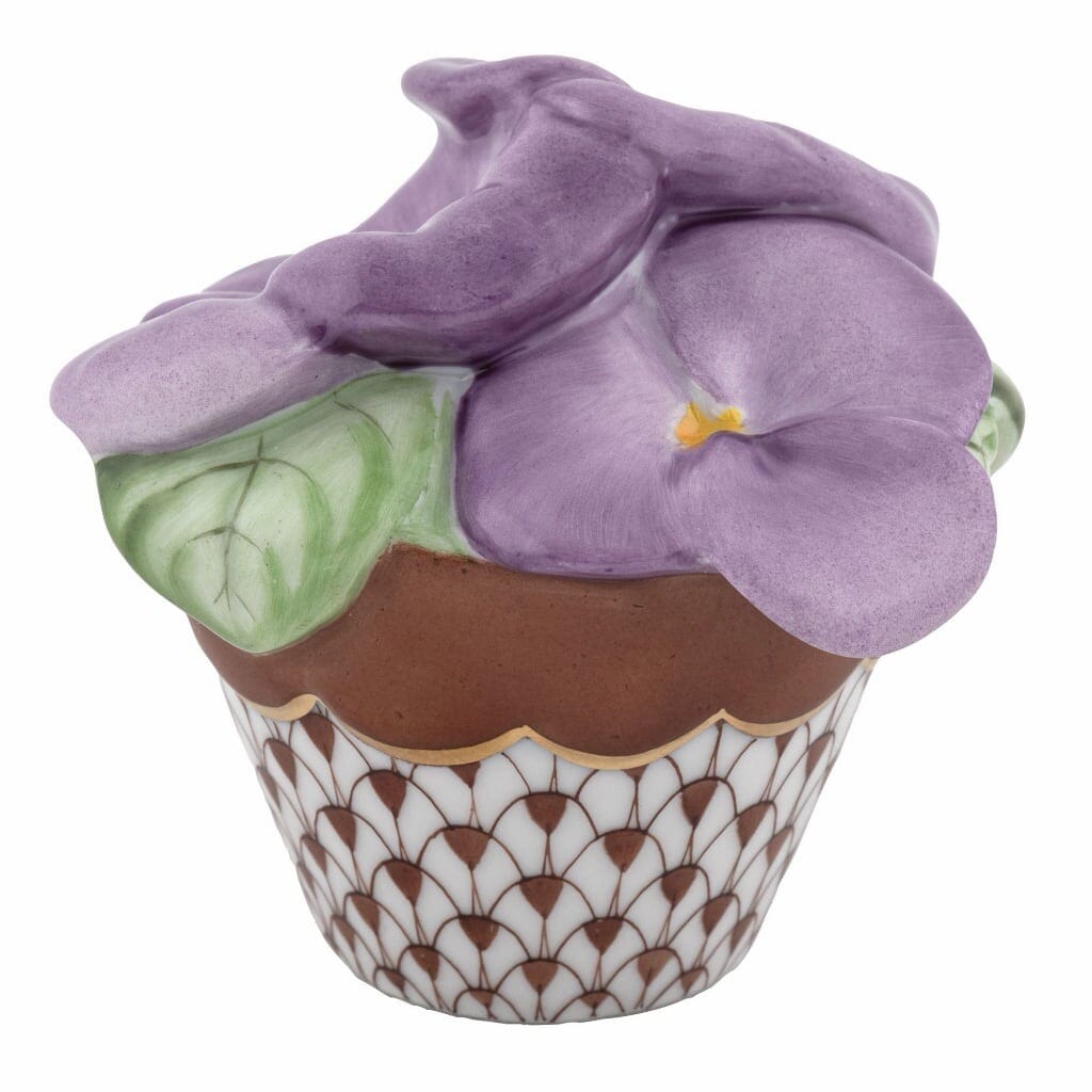 Herend Pansies In Flowerpot Figurines Herend Chocolate 