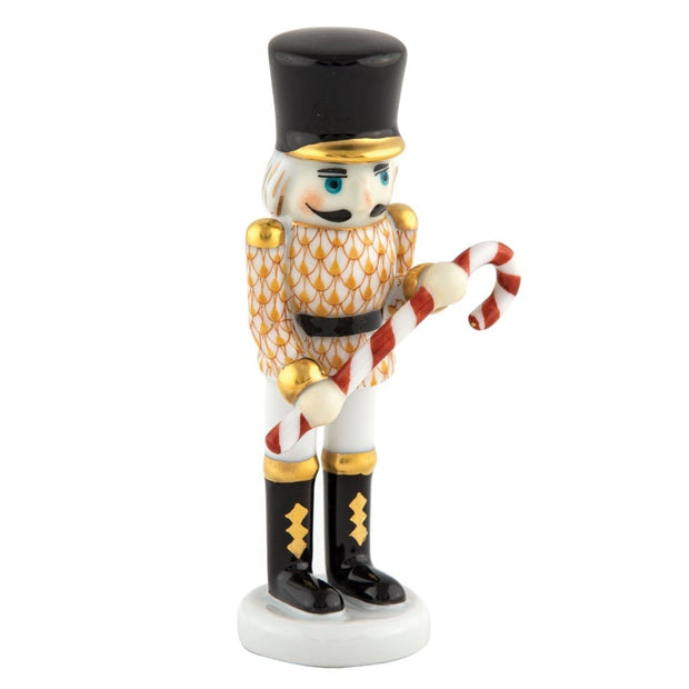 Herend Small Nutcracker With Candy Cane Figurine Figurines Herend Butterscotch 