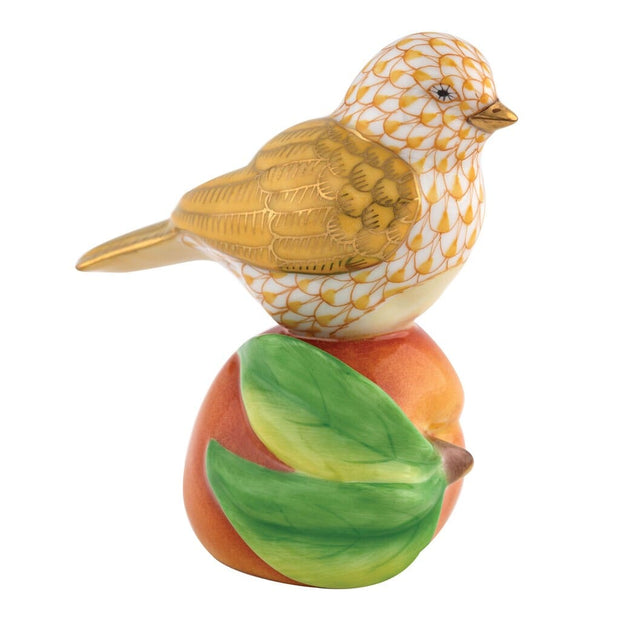 Herend Bird On Peach Figurine Figurines Herend Butterscotch 