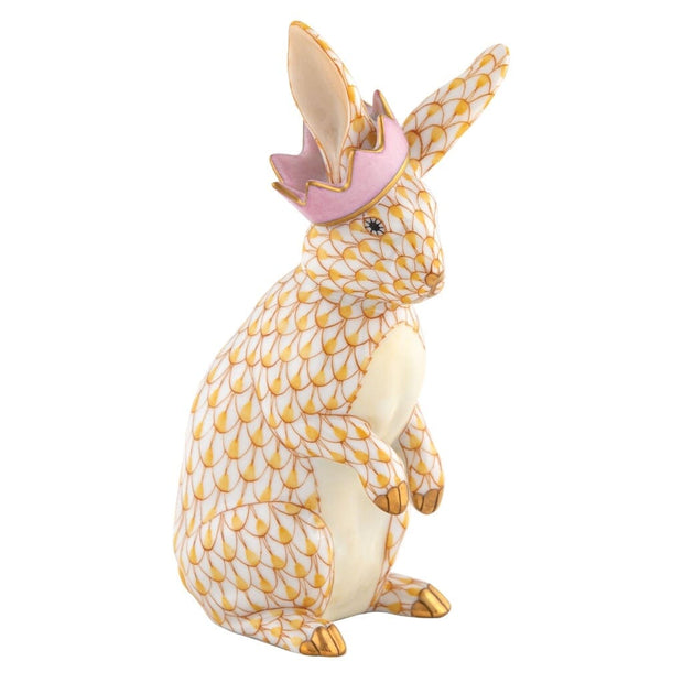 Herend Bunny With Crown Figurine Figurines Herend Butterscotch 