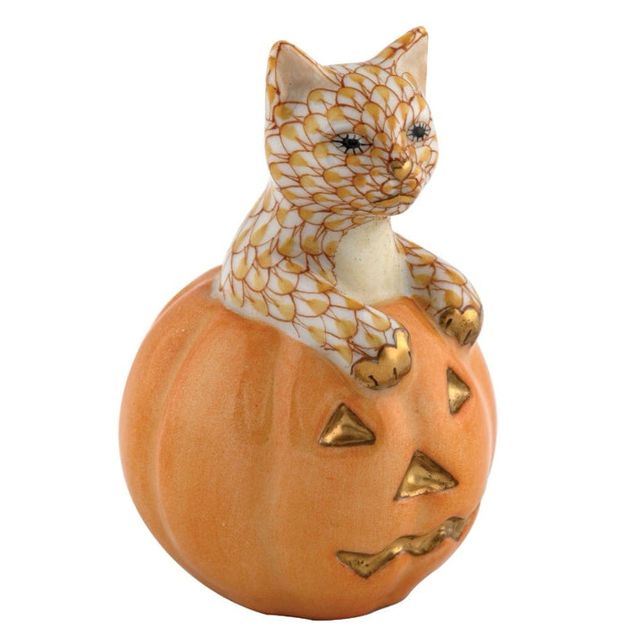 Herend Jack O Lantern Kitty Figurine Figurines Herend Butterscotch 