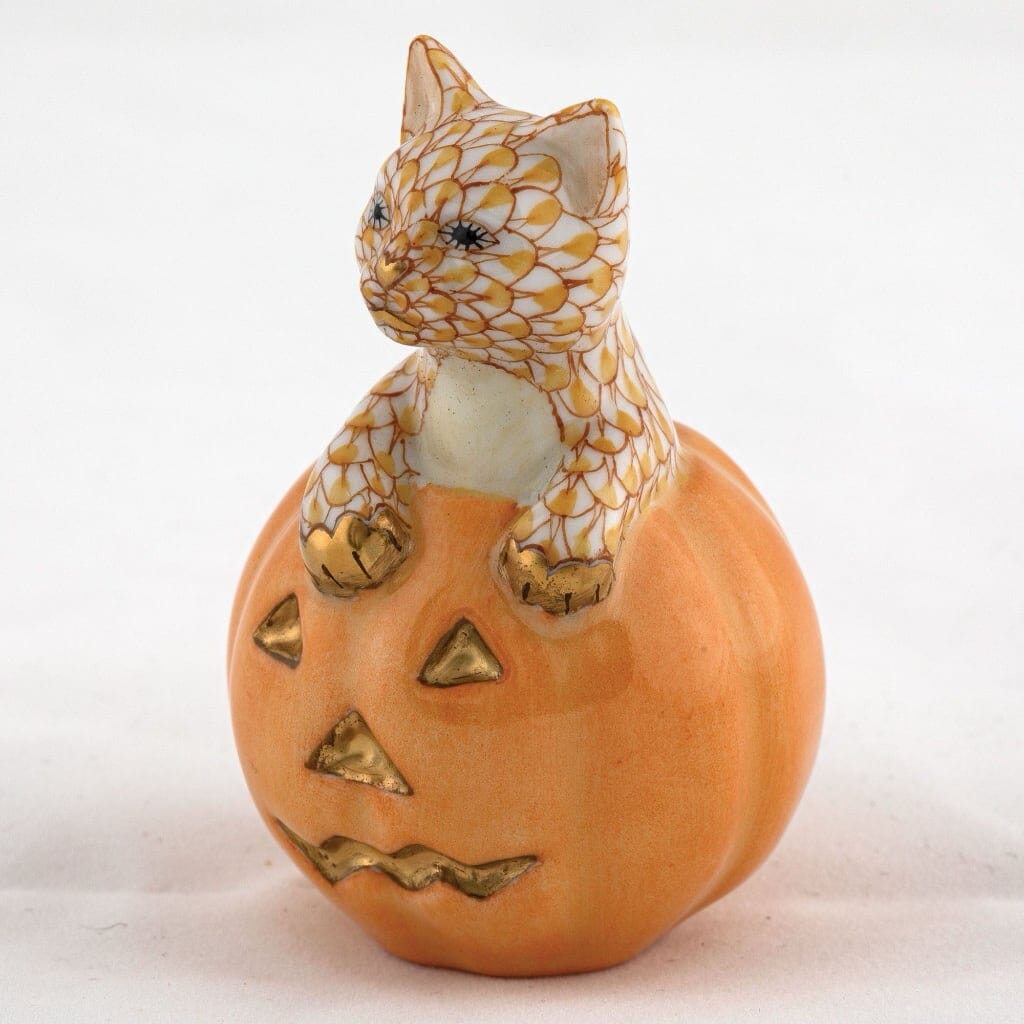 Herend Jack O Lantern Kitty Figurine Figurines Herend 