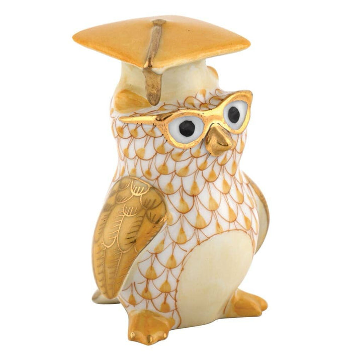 Herend Graduation Owl Figurine Figurines Herend Butterscotch 