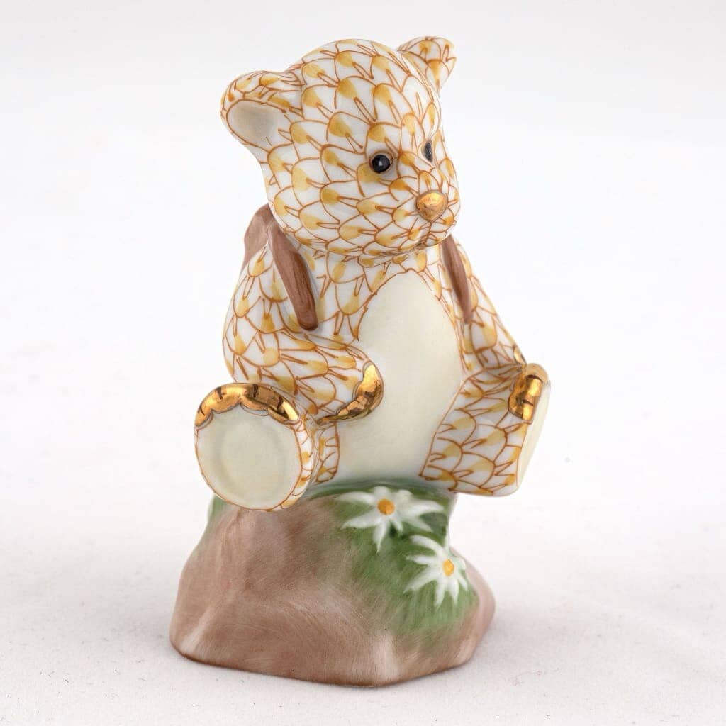 Herend Hiking Bear Figurine Figurines Herend Butterscotch 