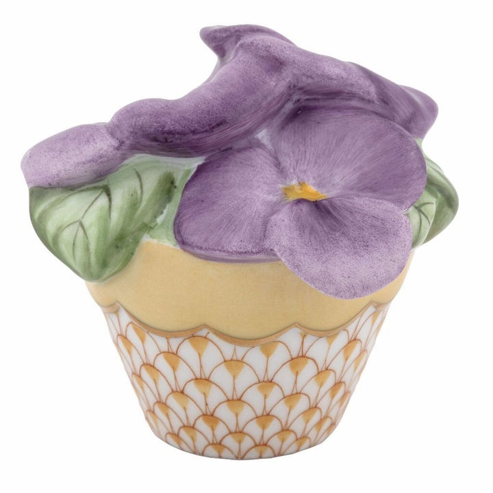 Herend Pansies In Flowerpot Figurines Herend Butterscotch 